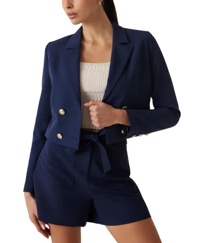 Guess Women's Andree Cropped Blazer In Blackened Blue
