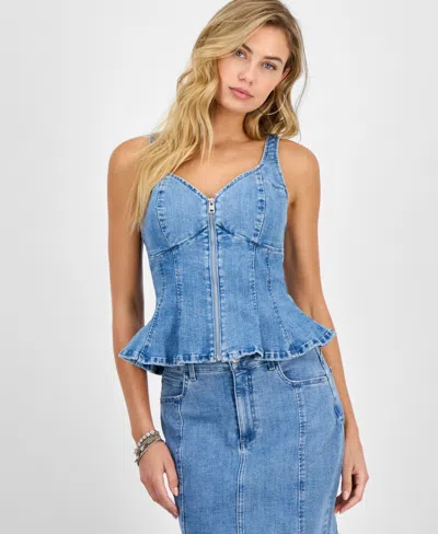 Guess Women's Anika Denim Peplum Top