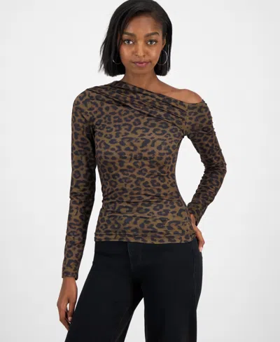 Guess Women's Anita Printed Asymmetric Top In Animal Print
