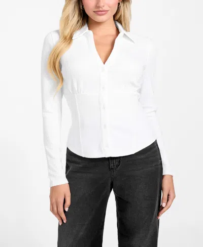 Guess Women's Annida Long Sleeves Corset Top In White