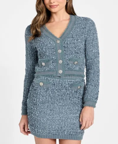 Guess Women's Aomori Tape Detail V-neck Sweater In Blue