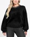 Guess Arisa Rhinestone Accent Crewneck Sweater In Animal Print