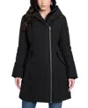 Guess Women's Asymmetric Zip-front Hooded Puffer Coat In Black