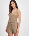 Guess Ava Open Stitch Tank In Brown