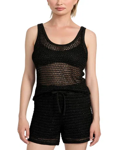 GUESS WOMEN'S AVA EMBELLISHED OPEN-STITCH TANK TOP