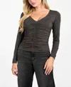 Guess Ayleen Ruched Long Sleeve Jersey Top In Black