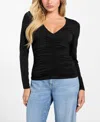 Guess Ayleen Ruched Long Sleeve Jersey Top In Black