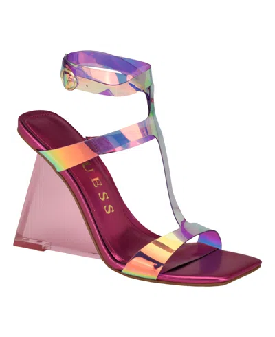 Guess Women's Bacio Wedge Dress Sandals In Medium Pink