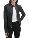 Guess Women's Band Collar Faux Leather Jacket In Black