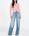 Guess Women's Bea Open Stitch Long Sleeve Cardigan Sweater In Pink