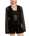 Guess Bella Sequin Open Stitch Shirt In Black