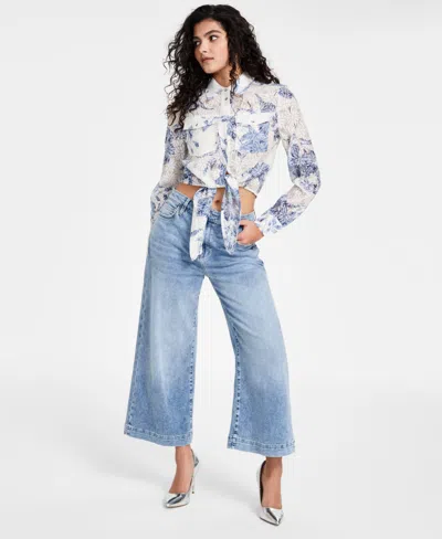 Guess Women's Bellflower Cropped Wide-leg Jeans In Adventurist