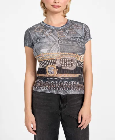Guess Women's Belt Wrapped R5 Short-sleeve Top In Multi