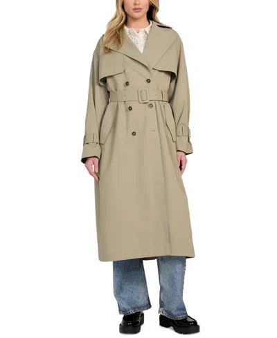 Guess Women's Belted Trench Coat In Sage Leaf