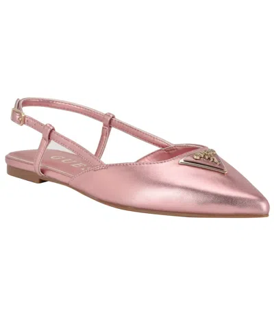 Guess Women's Bemas Pointed Toe Triangle Slingback Flats In Pink