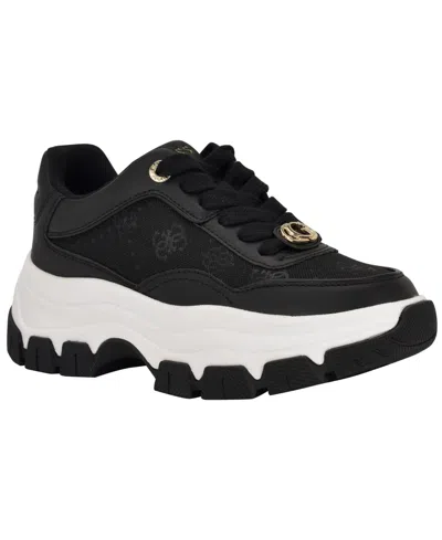 Guess Women's Berrett Quattro G Lace-up Platform Hiker Sneakers In Black