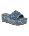 Guess Women's Bintai Platform Slide Wedge Sandals In Blue Denim Logo