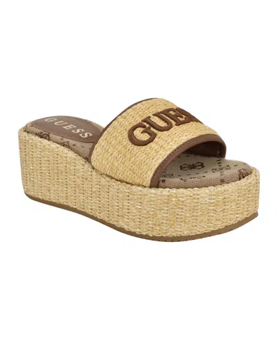Guess Women's Bintai Platform Slide Wedge Sandals In Light Natural