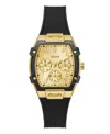 Guess Women's Black Gold Tone Multi-function Watch, 35mm In Gold