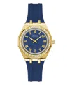 Guess Women's Blue Rose Gold Tone Analog Watch, 36mm In Blue