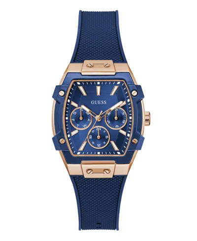 Guess Women's Blue Rose Gold Tone Multi-function Watch, 35mm