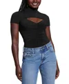 Guess Brienna Cutout Jersey Top In Jet Black