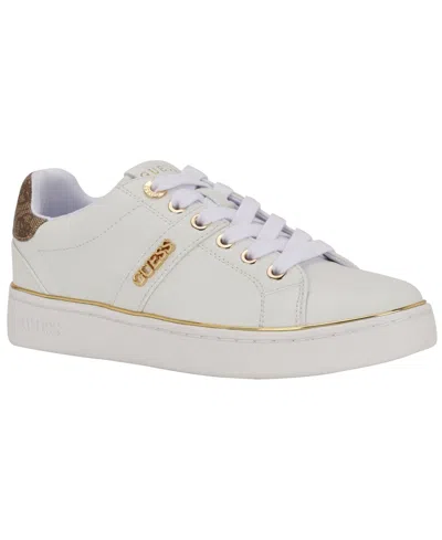 Guess Women's Britz Low Profile Lace-up Sneakers In White