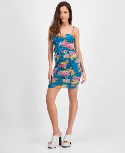 Guess Women's Callie Floral-print Ruched Bodycon Dress