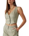 Guess Camille Perfect Crop Vest In Ocean Sage Multi