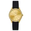 Guess Women's Carryover Gold Dial Watch In Black