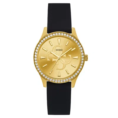 Guess Women's Carryover Gold Dial Watch In Black