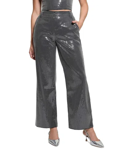 Guess Women's Cassia High-rise Wide-leg Sequins Pants In Night Stone Multi
