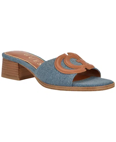 Guess Women's Cerrina Slip-on Block Heel Sandals In Blue