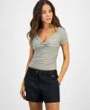 Guess Women's Charlotte Knot-bust Ruched Top In Sage Leaf