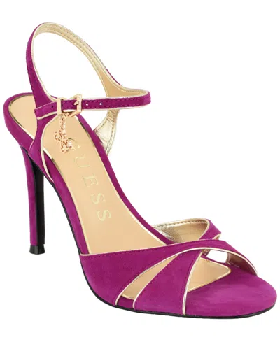 Guess Women's Chaylen Suede Ankle Charms Stiletto Dress Sandals In Purple