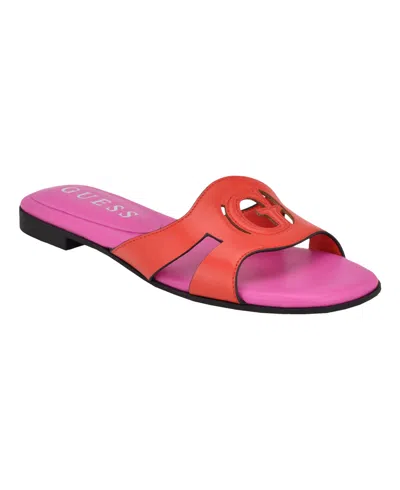 Guess Women's Ciella Logo One Band Slide Open Toe Sandals In Red