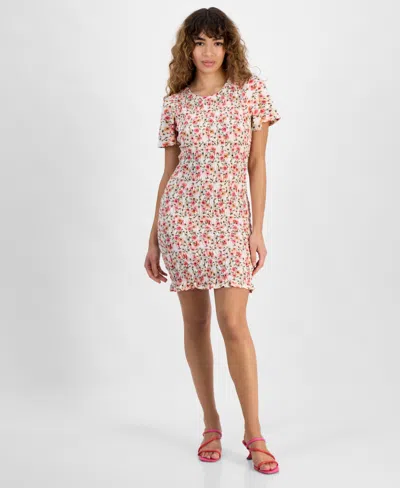 Guess Women's Claire Floral-print Smocked Dress In Little Painted Daisies Print
