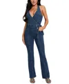Guess Claire Halter Neck Denim Jumpsuit In William