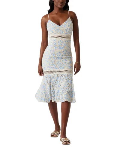 Guess Women's Clarise Lace Sleeveless Midi Dress In Channel Blue Multi