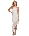 Guess Claudia Floral Stitch Asymmetric Maxi Dress In Dove White