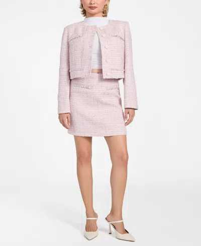 Guess Women's Clotilde Long-sleeve Cropped Jacket In Pink