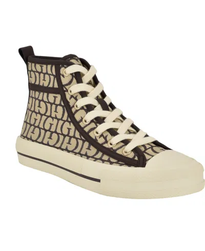 Guess Women's Colyn High Top Logo Lace-up Sneakers In Dark Brown Logo