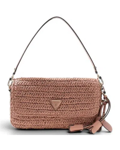 Guess Women's Coral Pink Shoulder Bag With Patta And Front Logo