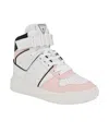 Guess Women's Corten Casual High Top Logo Lace Up Sneakers In White,pink Multi