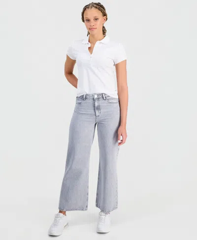 Guess Women's Cotton High-rise Wide-leg Jeans In Blue