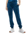 Guess Couture Crystal Logo Embellished Velour Joggers In Deep Opal