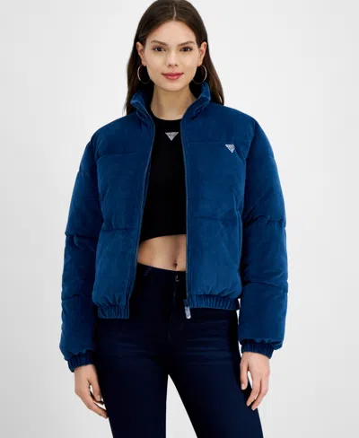 Guess Women's Couture Zip-front Puffer Jacket In Deep Opal
