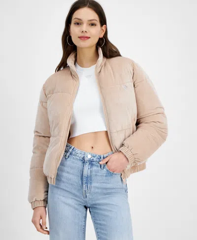 Guess Women's Couture Zip-front Puffer Jacket In Skin Shadow