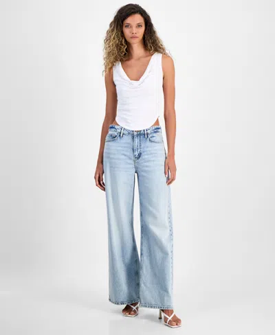 Guess Women's Cowl-neck Rika Sleeveless Crop Top In Pure White