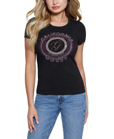 Guess Women's Crewneck Logo Short-sleeve T-shirt In Jet Black A